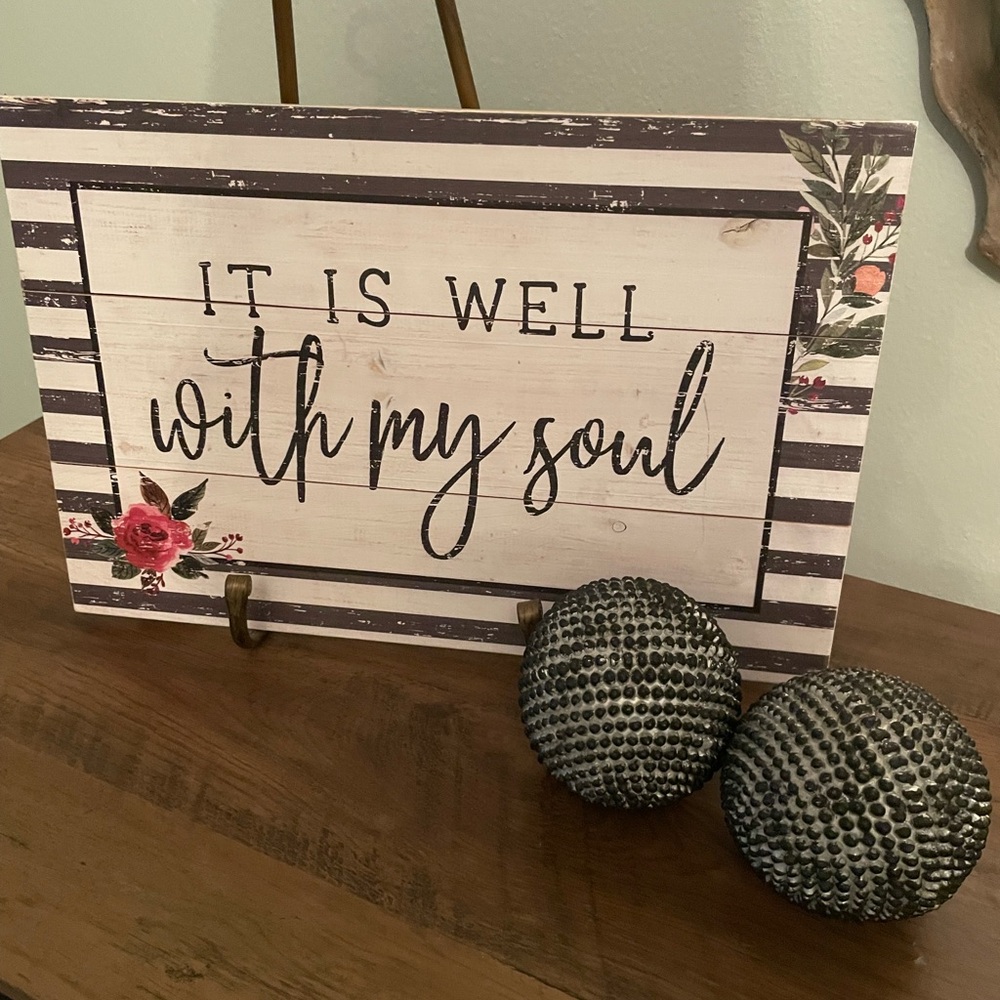 It Is Well With My Soul Wooden Wall Sign - White and Black
